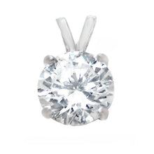 Load image into Gallery viewer, Sterling Silver 4 Prong Setting April Round Clear CZ Pendant