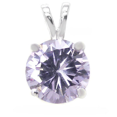 Sterling Silver 4 Prong Setting June Round Lavender CZ Pendant