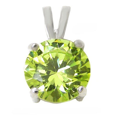Sterling Silver 4 Prong Setting August Round Peridot CZ Pendant