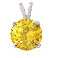 Sterling Silver 4 Prong Setting November Round Citrine CZ Pendant