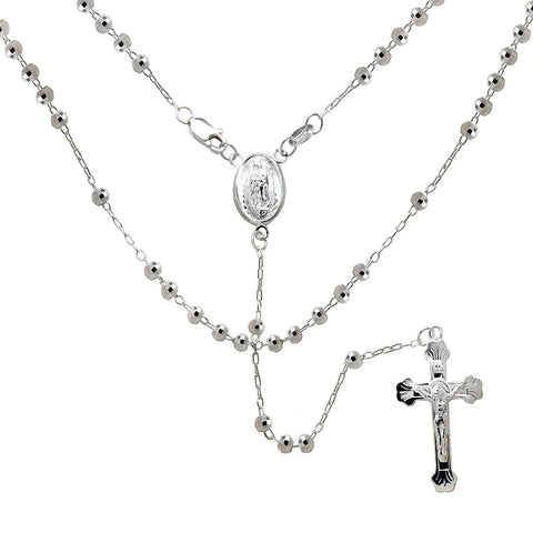 Sterling Silver DC Bead Rosary With Lady Of Guadalupe Necklace