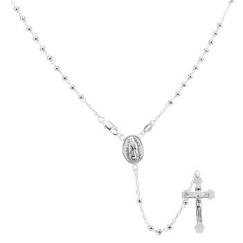 Sterling Silver 3mm Bead Rosary Necklace