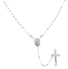 Sterling Silver Bead Rosary Necklace
