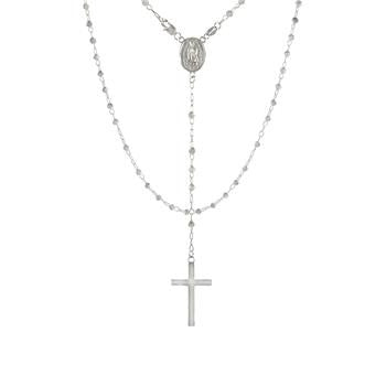 Sterling Silver Bead Rosary Necklace