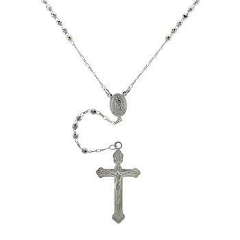 Sterling Silver 4mm DC Bead With Lady Of Guadalupe Rosary Necklace