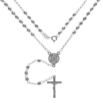 Sterling Silver DC Bead With Lady Of Guadalupe Rosary Necklace