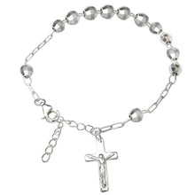 Load image into Gallery viewer, Sterling Silver Diamond Cut Bead Rosary Bracelet