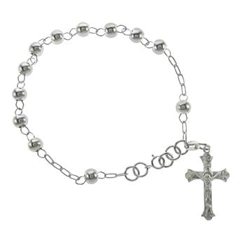 Sterling Silver Bead With Lady Of Guadalupe Rosary Necklace