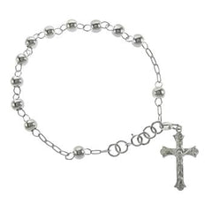 Sterling Silver Bead With Lady Of Guadalupe Rosary Necklace