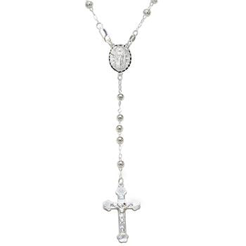 Sterling Silver Lady Of Guadalupe Bead Rosary Necklace