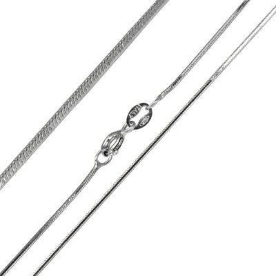 Italian Sterling Silver Rhodium Plated 8 sided D/C Snake Chain 010- 0.6 mm with Spring Clasp Closure