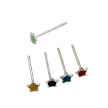 Load image into Gallery viewer, Sterling Silver Assorted Color Star Nose Stud Straight End