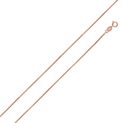 Italian Sterling Silver Rose Gold Plated Diamond Cut 8 Sided Snake Chain 015-0.7 mm with Spring Clasp Closure