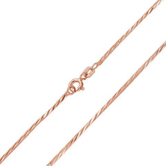 Italian Sterling Silver Rose Gold Plated Diamond Cut  4 Sided Snake Chain 025-0.9 mm with Spring Clasp Closure