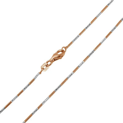 Italian Sterling Silver Rose Gold Plated Diamond Cut Round 4 Sided Snake Chain 020-1.2 mm with Lobster Clasp Closure