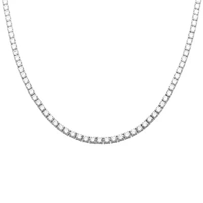 Sterling Silver 4MM-13.50CT Round Cubic Zirconia Necklace