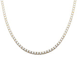 Sterling Silver 4MM Yellow Gold Plated 13.50CT Round Cubic Zirconia Necklace