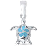 Sterling Silver Plumeria Turtle pendant