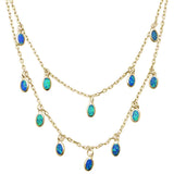 Sterling Silver Gold Plated Blue Opal Waterfalls Necklace