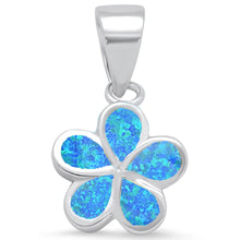 Load image into Gallery viewer, Sterling Silver Blue Lab Opal Plumeria Pendant