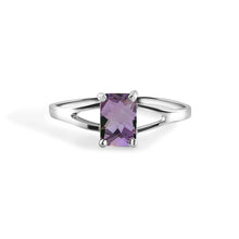 Load image into Gallery viewer, Sterling Silver Rhodium Plated Diamond Cut Birthstone Ring