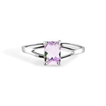 Load image into Gallery viewer, Sterling Silver Rhodium Plated Diamond Cut Birthstone Ring