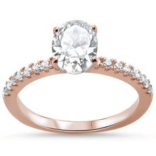 Load image into Gallery viewer, Sterling Silver Rose Gold Plated Cubic Zirconia Oval Shape Ring