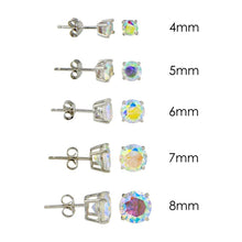 Load image into Gallery viewer, Sterling Silver Rhodium Plated ABL CZ Round Basket Set Studs