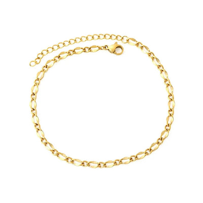 Stainless Steel Gold Color PVD Cross Lip Chain Adjustable Length Anklet