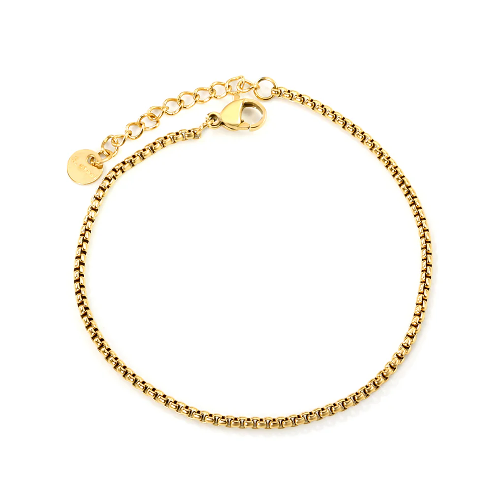 Stainless Steel Round Tail Plague 2mm Square Pearl Bracelet