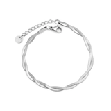Stelluxe Stainless Steel Color PVD Blade Chain Double Knitted Round End Tag Bracelet