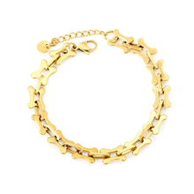 Load image into Gallery viewer, Stelluxe Stainless Steel Gold Color PVD 0 Shaped Bone Connection Chain Round Tail Brand Bracelet