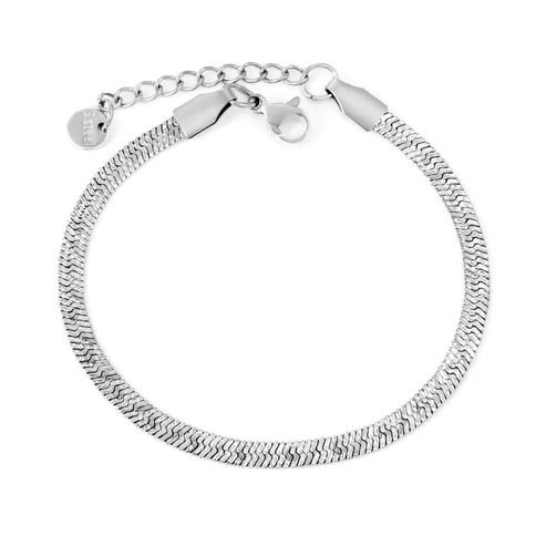 Stelluxe Stainless Steel Color PVD Snake Pattern Blade Chain Round Tail Brand Bracelet