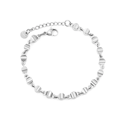 Stelluxe Stainless Steel Color PVD Special Shaped Bead Link Chain Round End Tag Bracelet