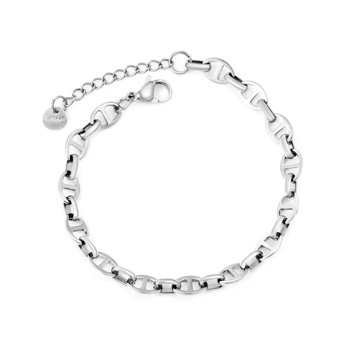 Stelluxe Stainless Steel Color PVD Oval Day Shaped Chain Round Tail Bracelet
