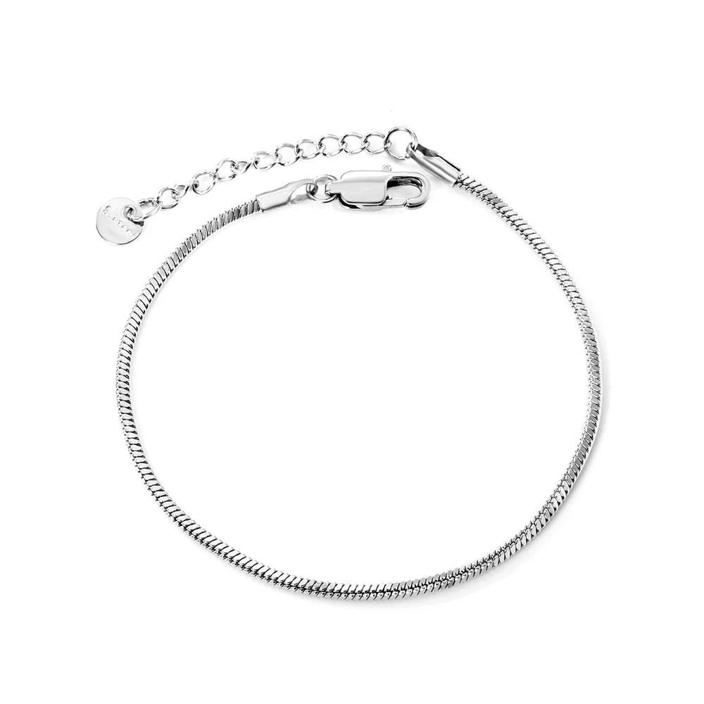 Stainless Steel Color PVD Square Snake Bone Bracelet With Round Tail Plague
