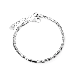 Stelluxe Stainless Steel Color PVD Round Snake Bone Chain Bracelet With Round Tail Plate