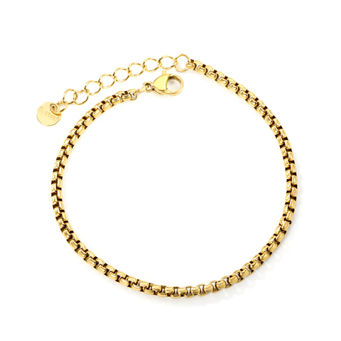 Stelluxe Stainless Steel Round Tail Plague Square Pearl Bracelet