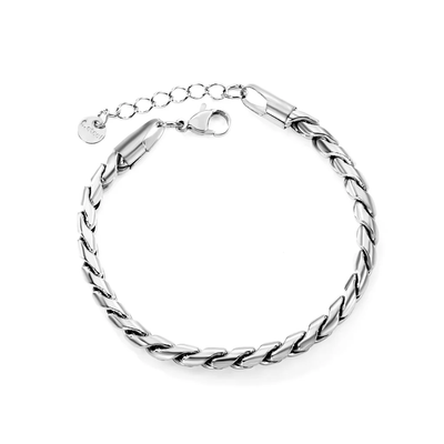 Stelluxe Stainless Steel Color PVD Dan S Chain Bracelet With Round Tail Tag