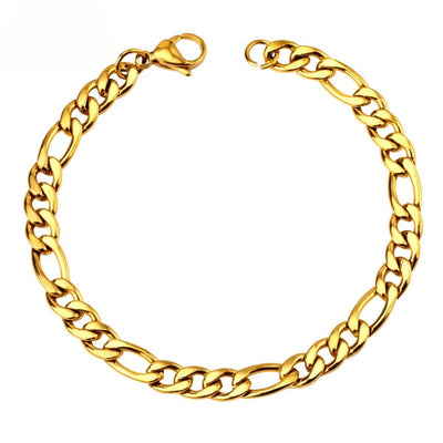 Stelluxe Stainless Steel Gold Color PVD Cuban Link Chain Bracelet