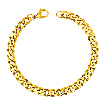 Stelluxe Stainless Steel Gold Color PVD Link Cuban Chain Bracelet