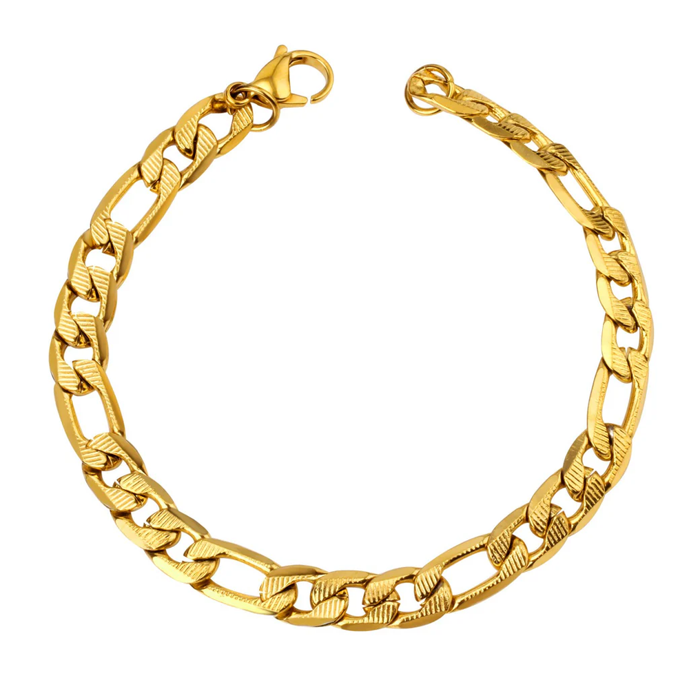 Stainless Steel Gold Color PVD Cuban Link Bangle Bracelet