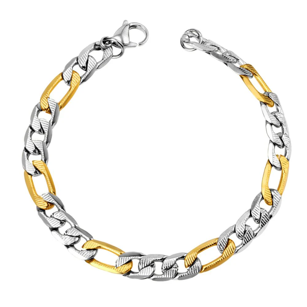 Stainless Steel And Gold Color PVD Cuban Link Bracelet
