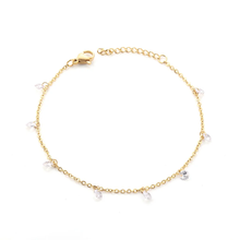 Load image into Gallery viewer, Stelluxe Stainless Steel Gold Color PVD Charm Round Crystal Zircon Pulseras Bracelet