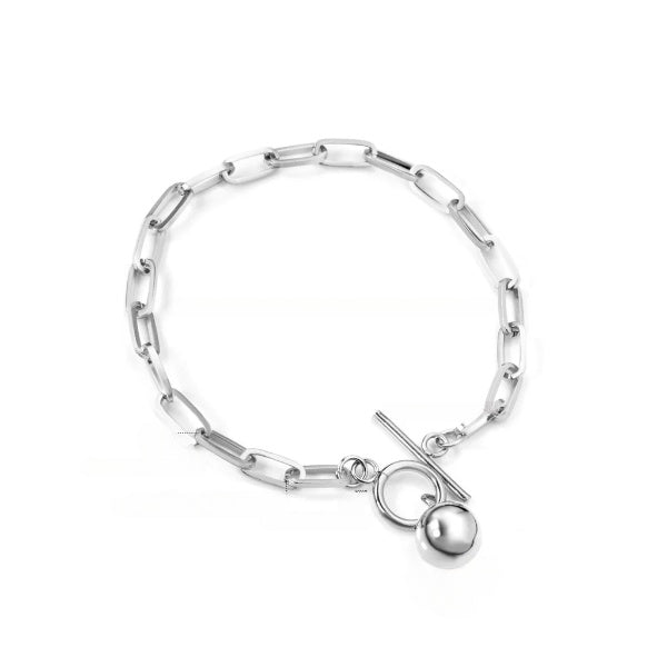 Stelluxe Stainless Steel Color PVD Ball Pendant Toggle Clasp Bracelet