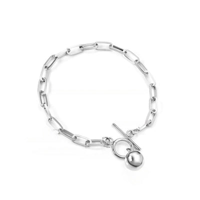 Stelluxe Stainless Steel Color PVD Ball Pendant Toggle Clasp Bracelet