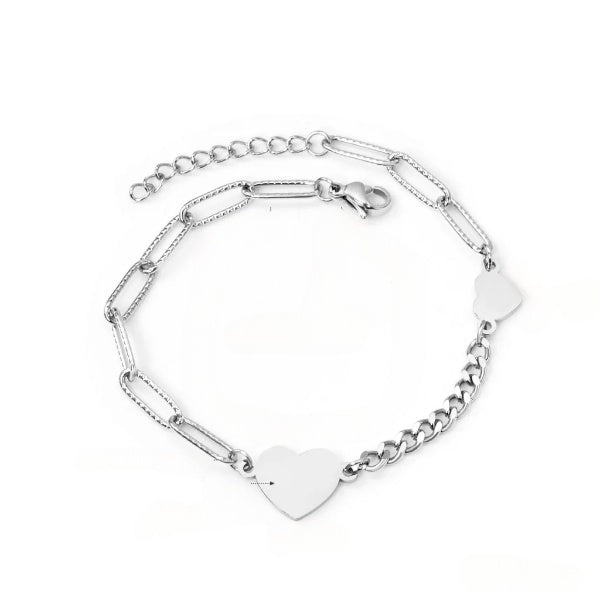 Stainless Steel Color PVD Heart Shape Charms Bracelet