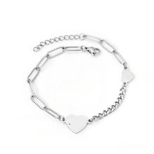 Load image into Gallery viewer, Stelluxe Stainless Steel Color PVD Heart Shape Charms Bracelet