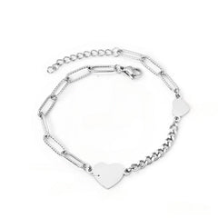 Stelluxe Stainless Steel Color PVD Heart Shape Charms Bracelet