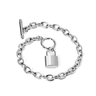 Stelluxe Stainless Steel Color PVD Key Lock Charm Pendant Punk Bracelet